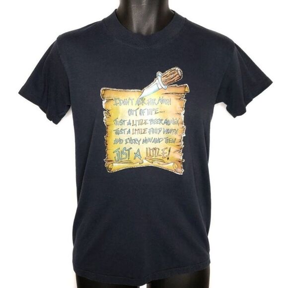 Beer Money Iron On T Shirt Vintage 80s 1980 Funny 50/50 Made In USA Mens Medium - Picture 1 of 6